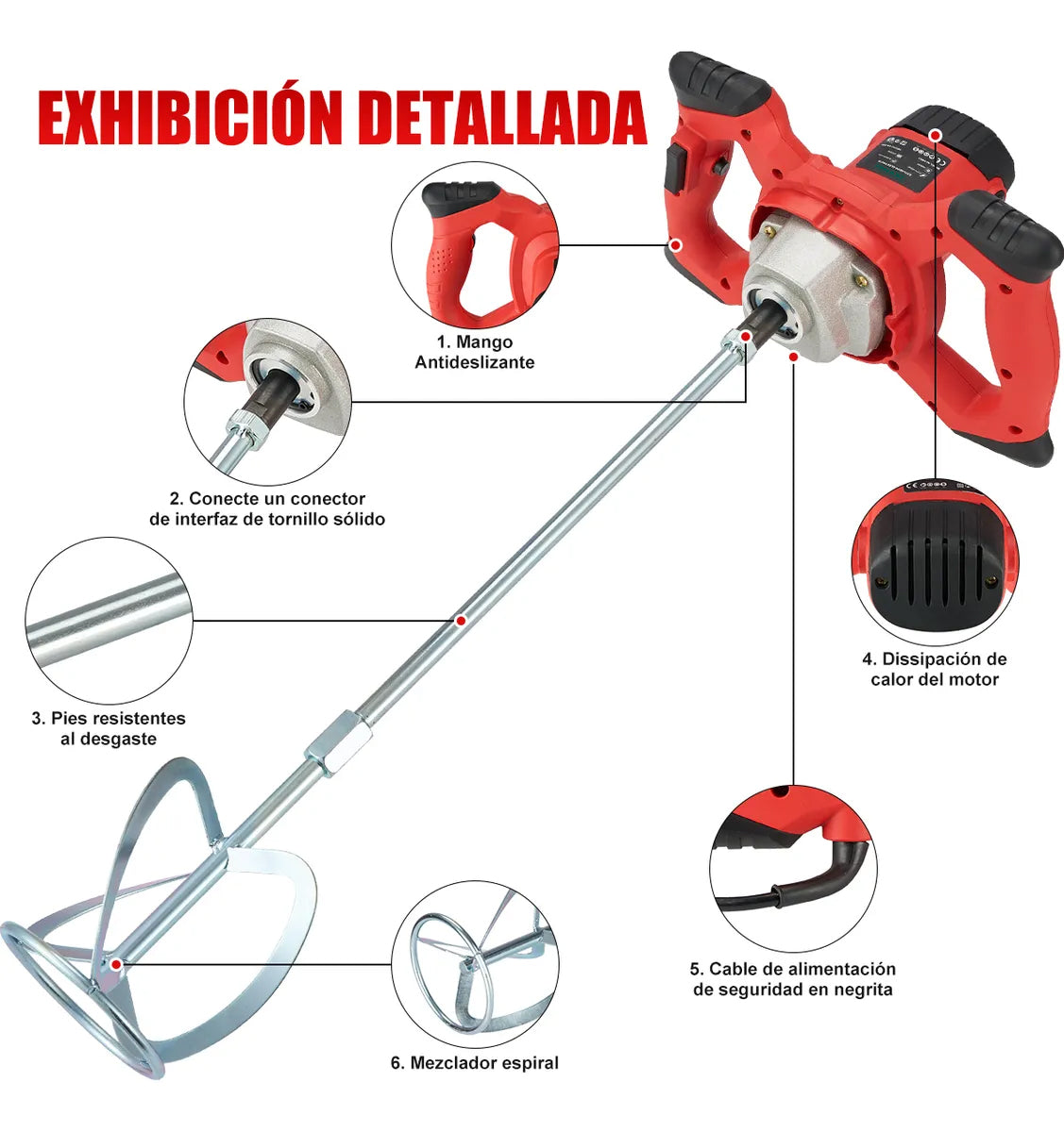 Mezcladora Eléctrica De Cemento/pintura DEWINNER 6 Velocidade