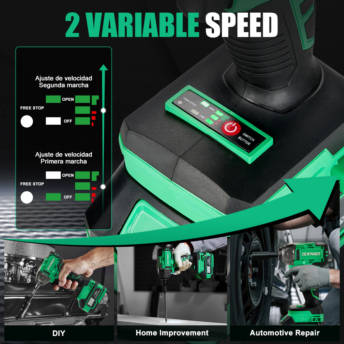 Llave De Impacto DEWINNER 3722 Inalámbrica De 20v 4ah