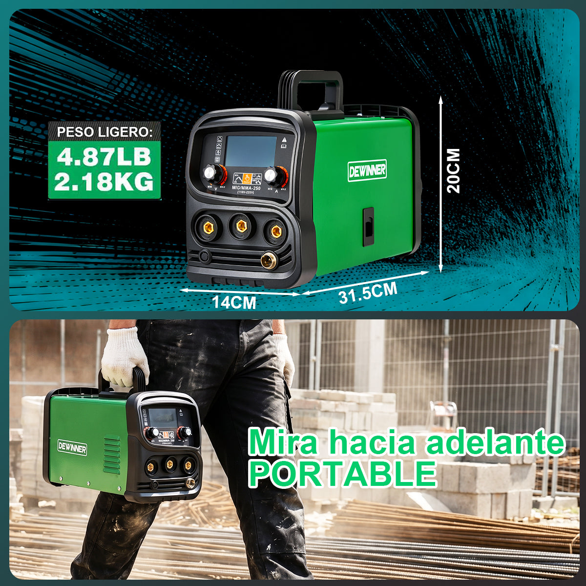 Máquina De Soldar Profesional Dewinner – MIG/MMA-250 (110V–220V)