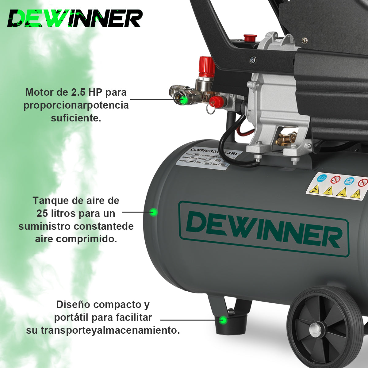 Compresor De Aire 25L 2.5HP Dewinner