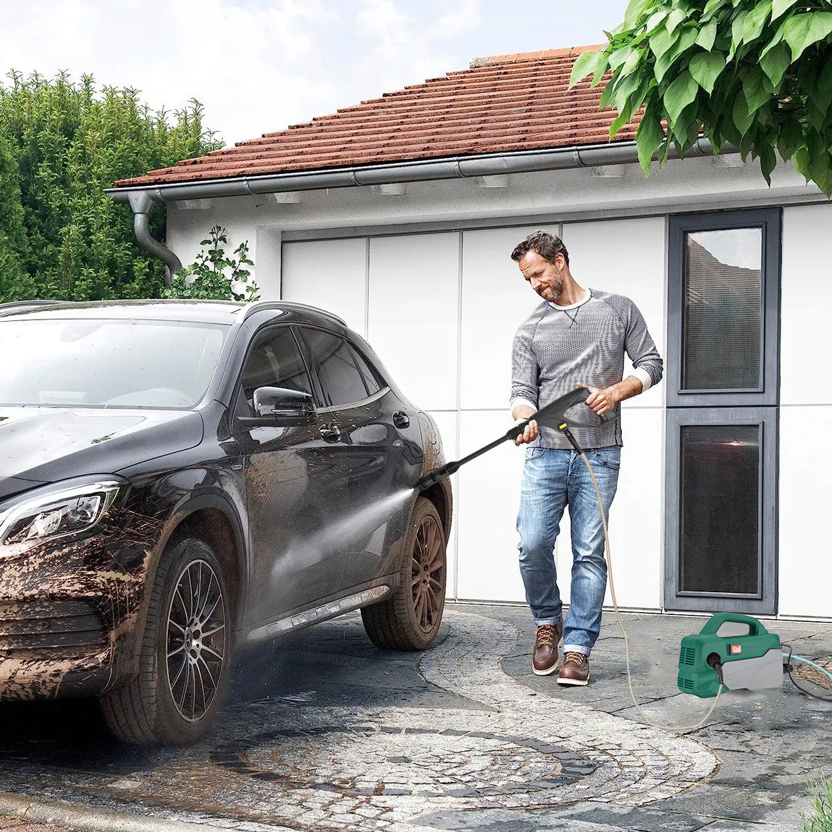 DEWINNER Lavadora de autos eléctrica portátil de alta presión de 1200 W