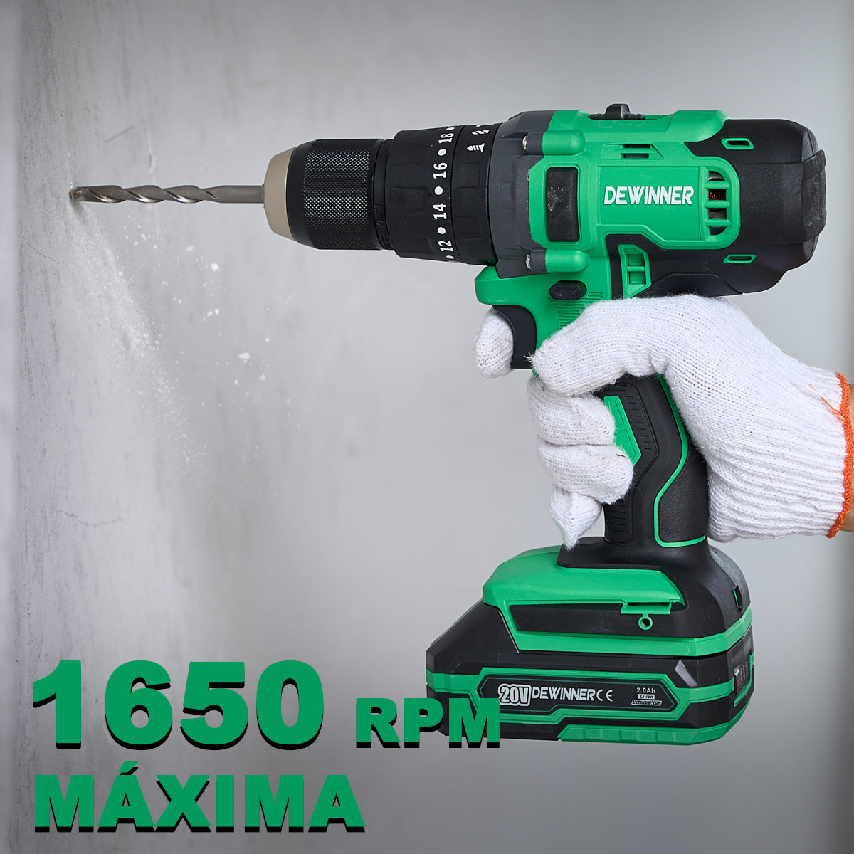 Taladro Rotomartillo 1/2 1*2.0ah Baterias Liti 20v DEWINNER-916