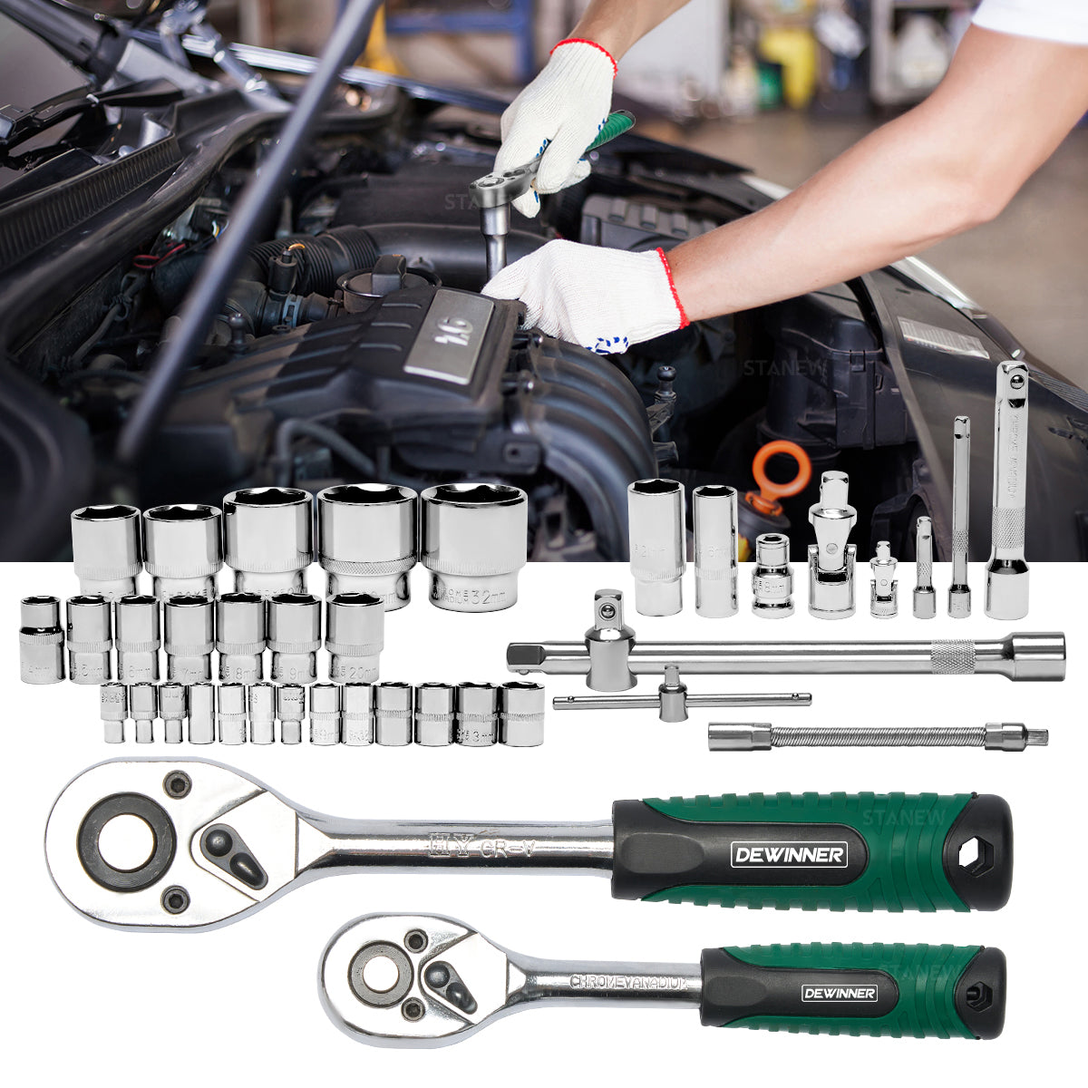 DEWINNER De Herramientas Mecanica Dados Acerokit82 Pzas