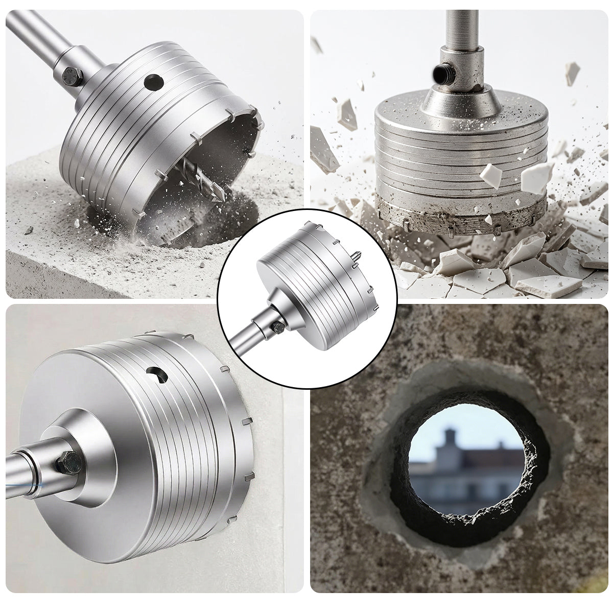 10 Brocas Pasamuros Sacabocas Para Sds Plus Y Max 35-110mm+ 6 Broas Concreto Con Estuche Dewinner