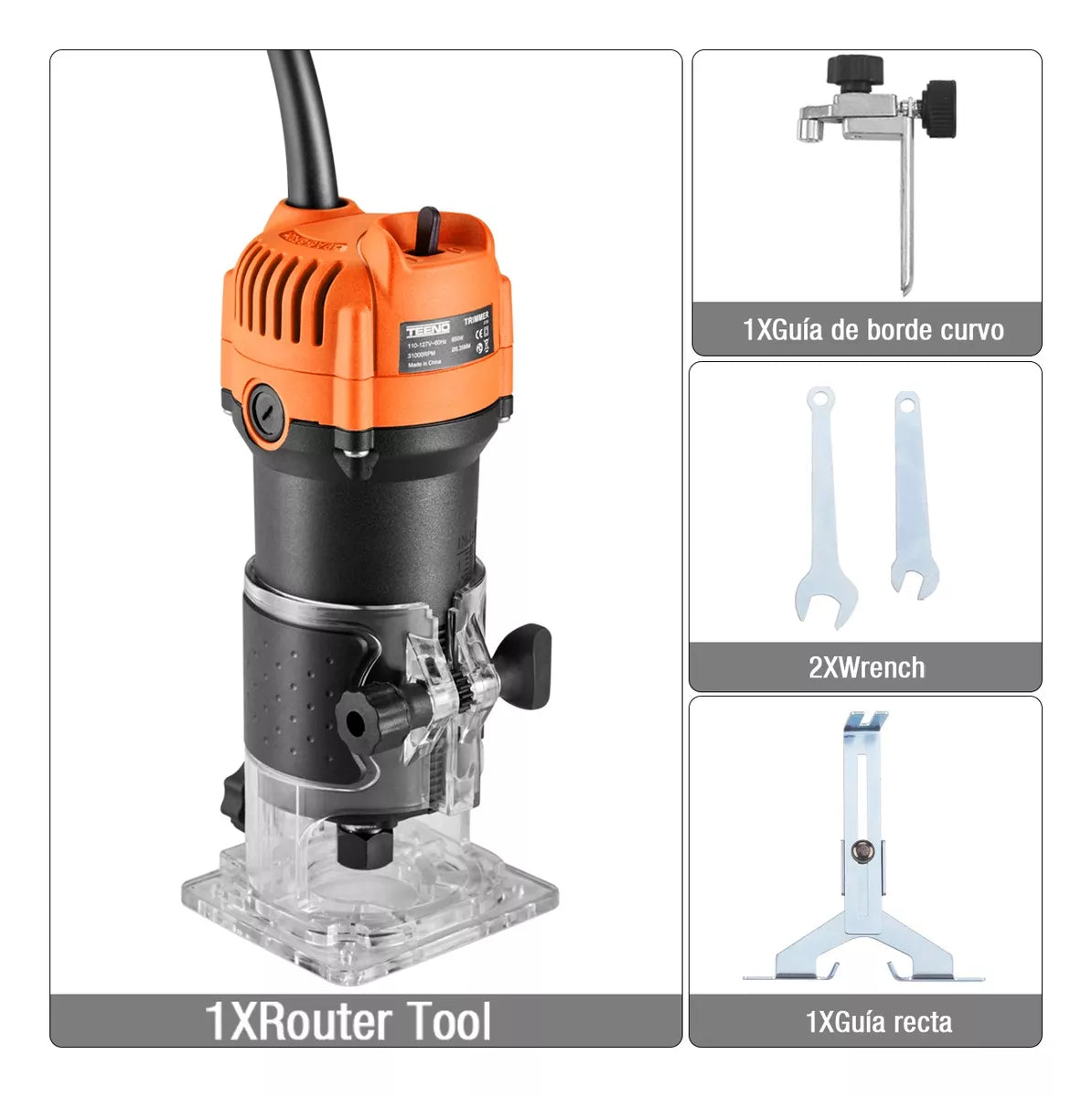 Router Teeno 3709 650w +15 Brocas Carburo 1/4