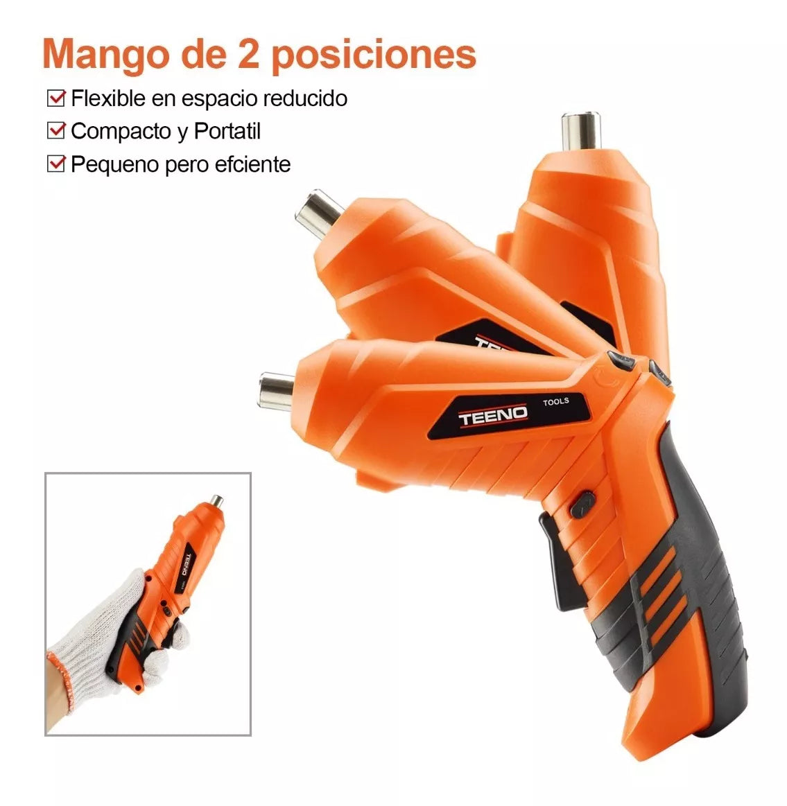 Atornillador Inalambrico Teeno De 3.6v, Kit De 46 Piezas.