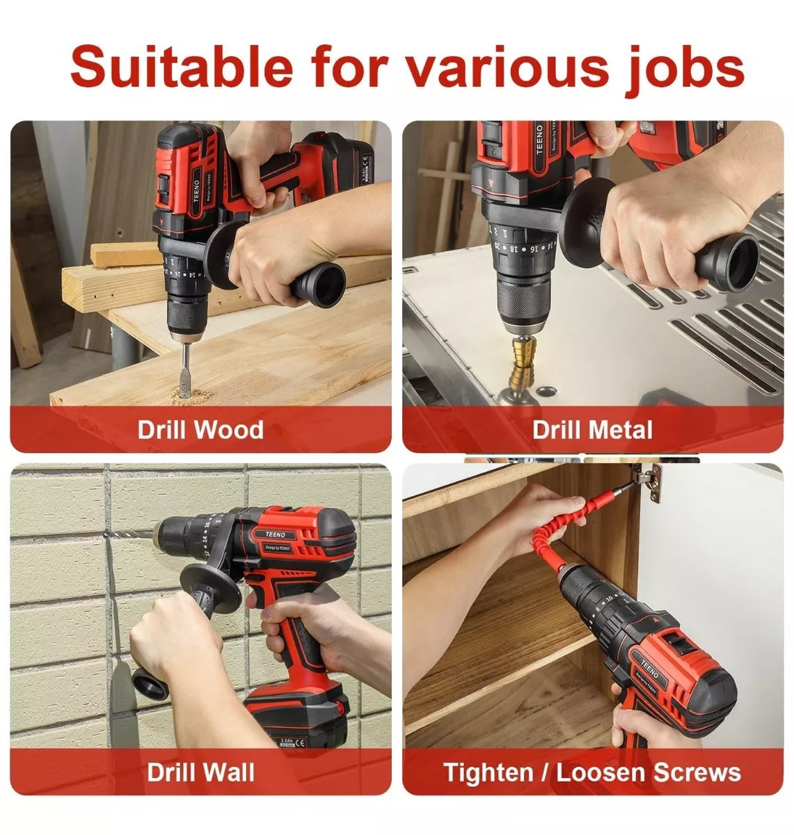 Taladro Rotomartillo 1/2 Teeno-915 Set 2 Baterias