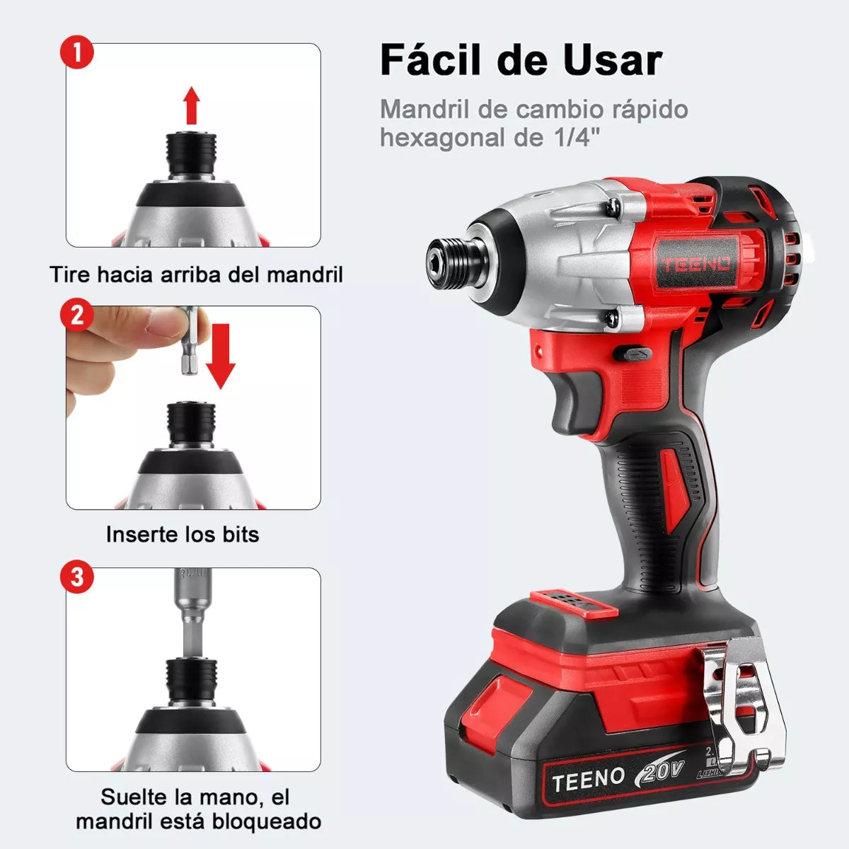 Atornillador De Impacto Inalámbrico De 20v Teeno 2ah 3188