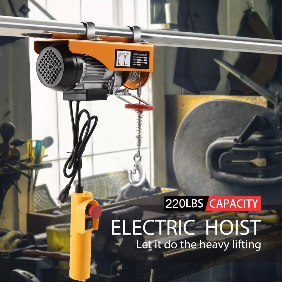 Polipasto Eléctrico Teeno De Carga De 200 Kilos, 12 M, 110v