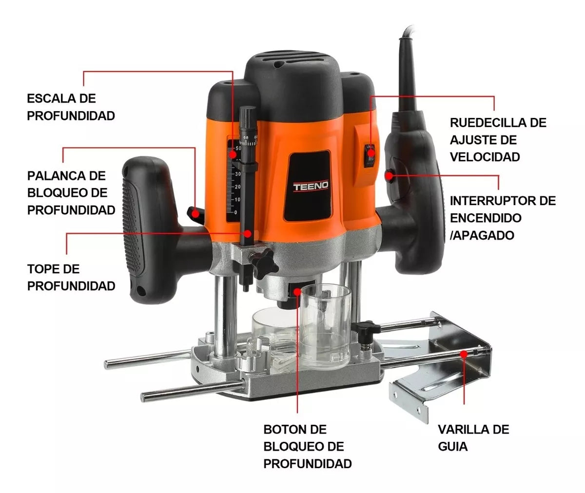 Router Teeno 60082 1200w 110v Con 12 Accesorios