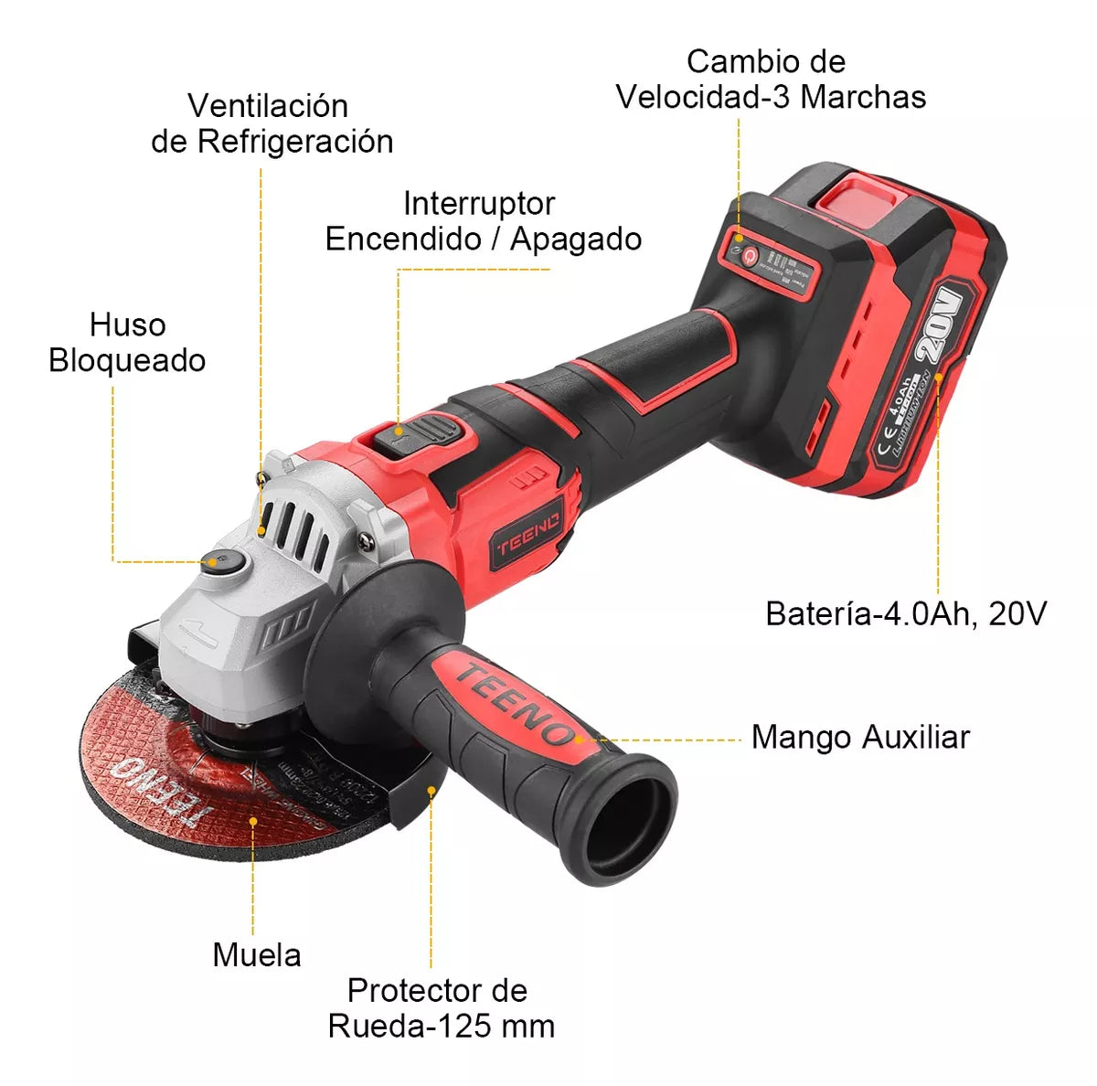 COMBO INALÁMBRICO DE 20V ROTOMARTILLO 911 + LLAVE DE IMPACTO 3799 + MINI ESMERILADORA 2231 TEENO