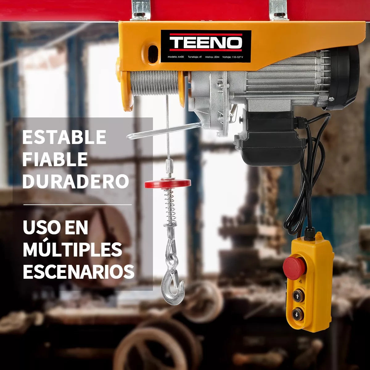 Polipasto Eléctrico Teeno De Carga De 400 Kilos, 12 M, 110v