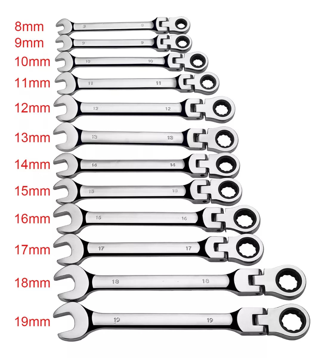 Llaves Combinadas Con Matraca | 8 - 19 Mm | 12 Pz Stanew