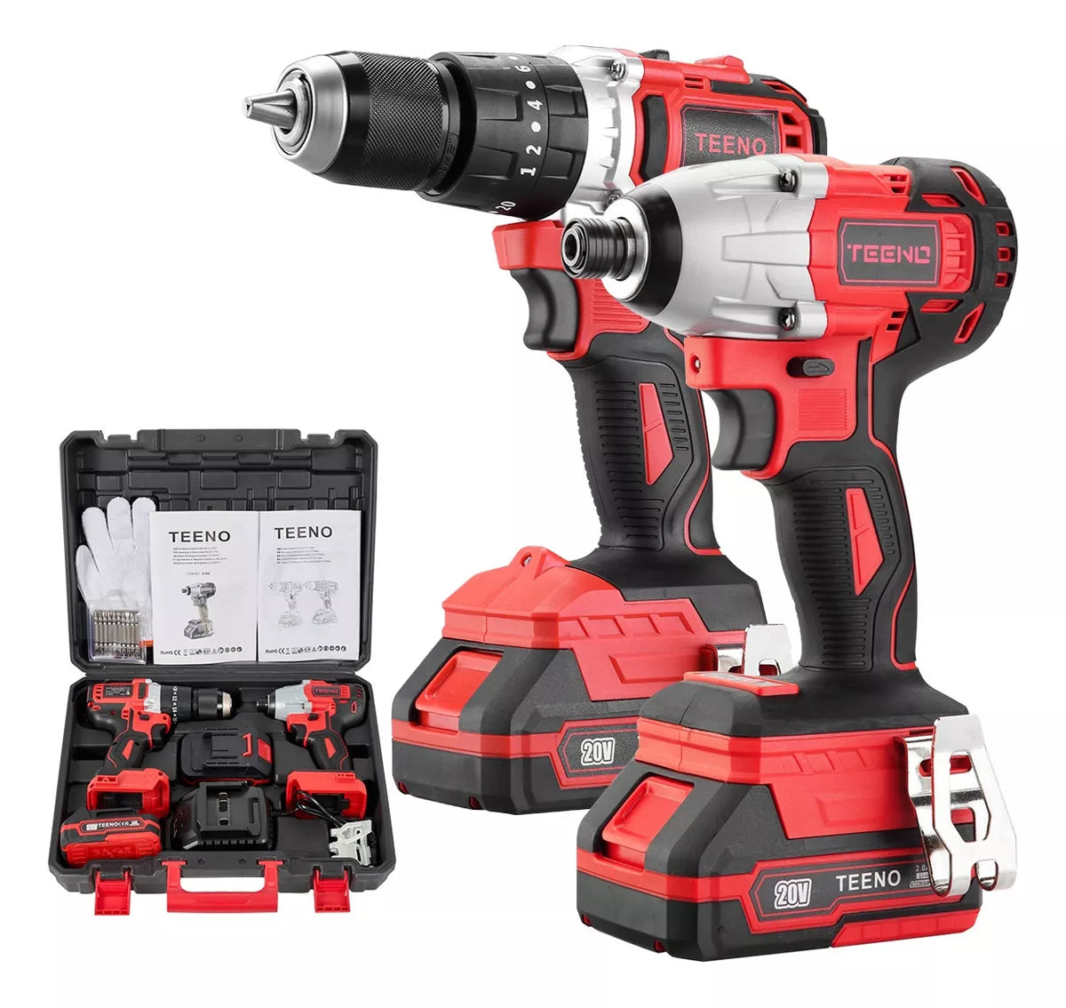 Juego combinado de taladro rotomartillo teeno-911 (sin escobillas) y Atornillador De Impacto 3188 (sin escobillas) teeno