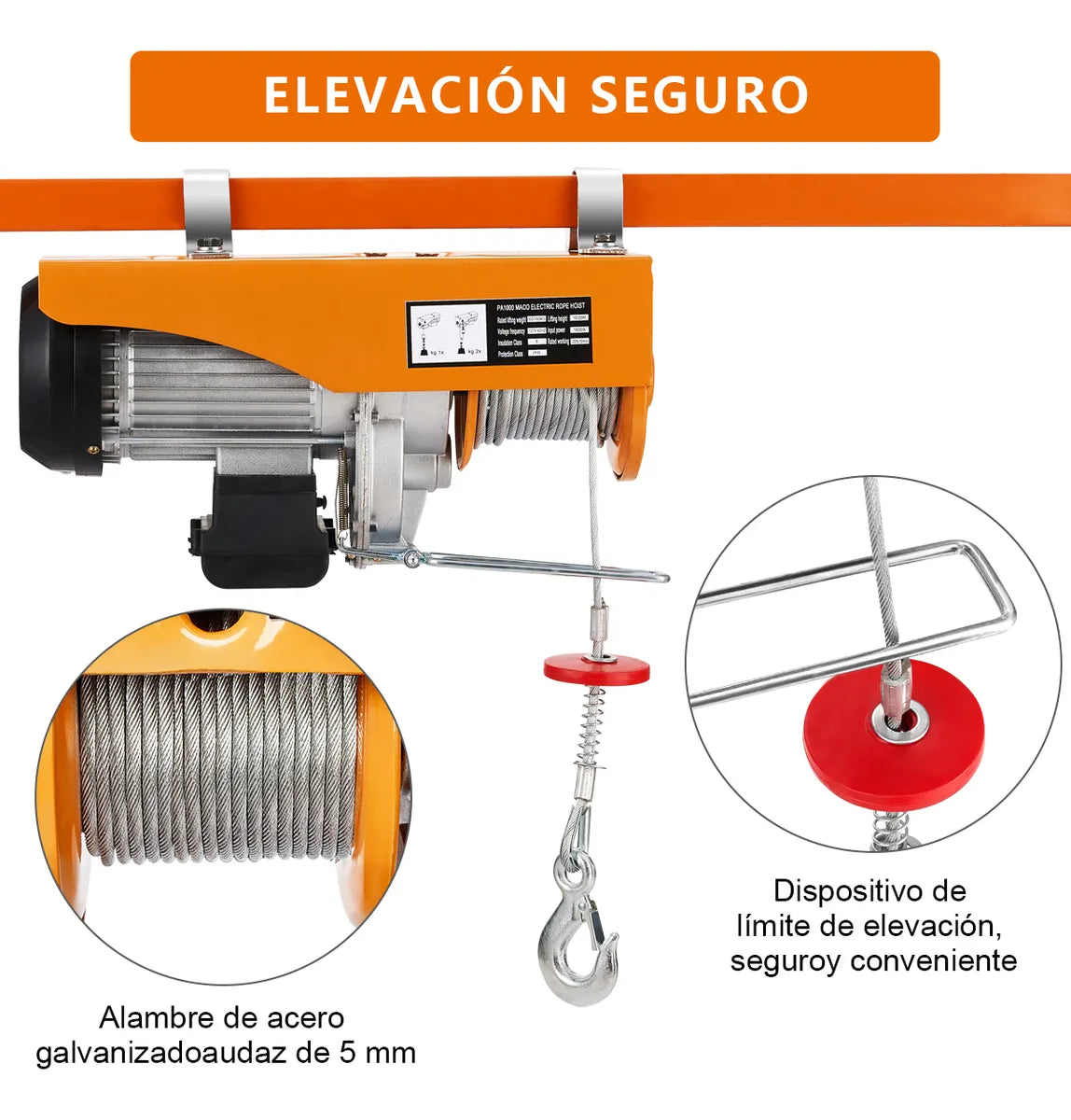 Polipasto Eléctrico  De Carga De 1000 Kilos, 20 M, 110v