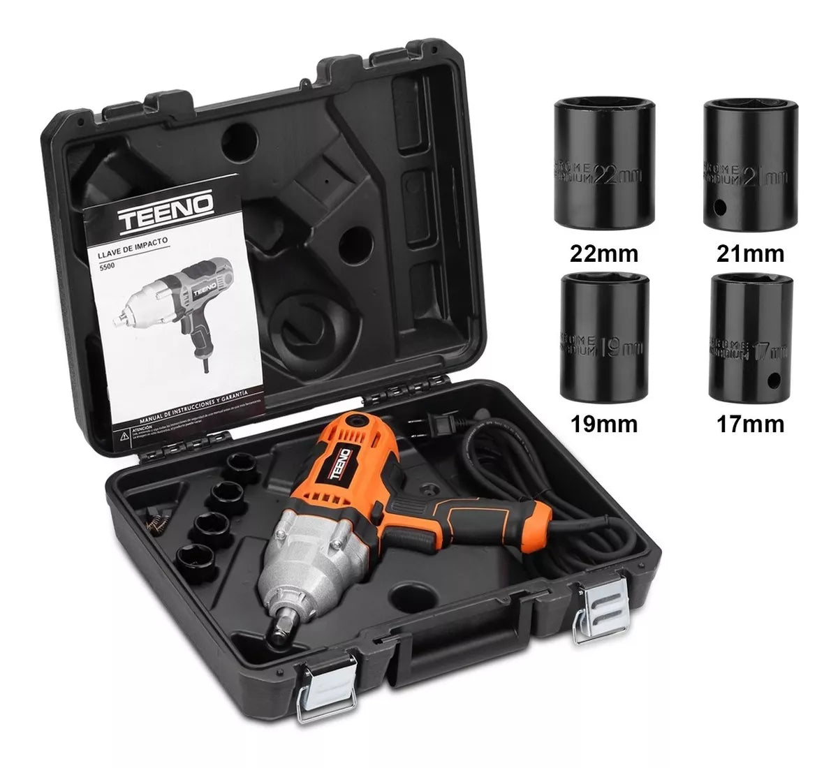 Llave De Impacto 500 Nm Teeno Adaptador 17/19/21/22 Mm 710w