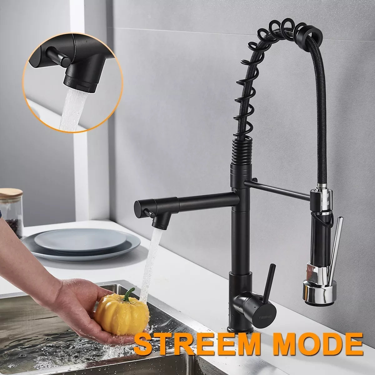 Grifo Monomando Fregadero Llave Mezcladora Teeno Cl-03 Negro