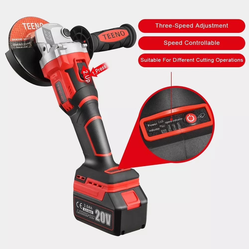 Esmeril Angular Inalambrico 3ah Teeno Jm-2231 5pulgada 20v