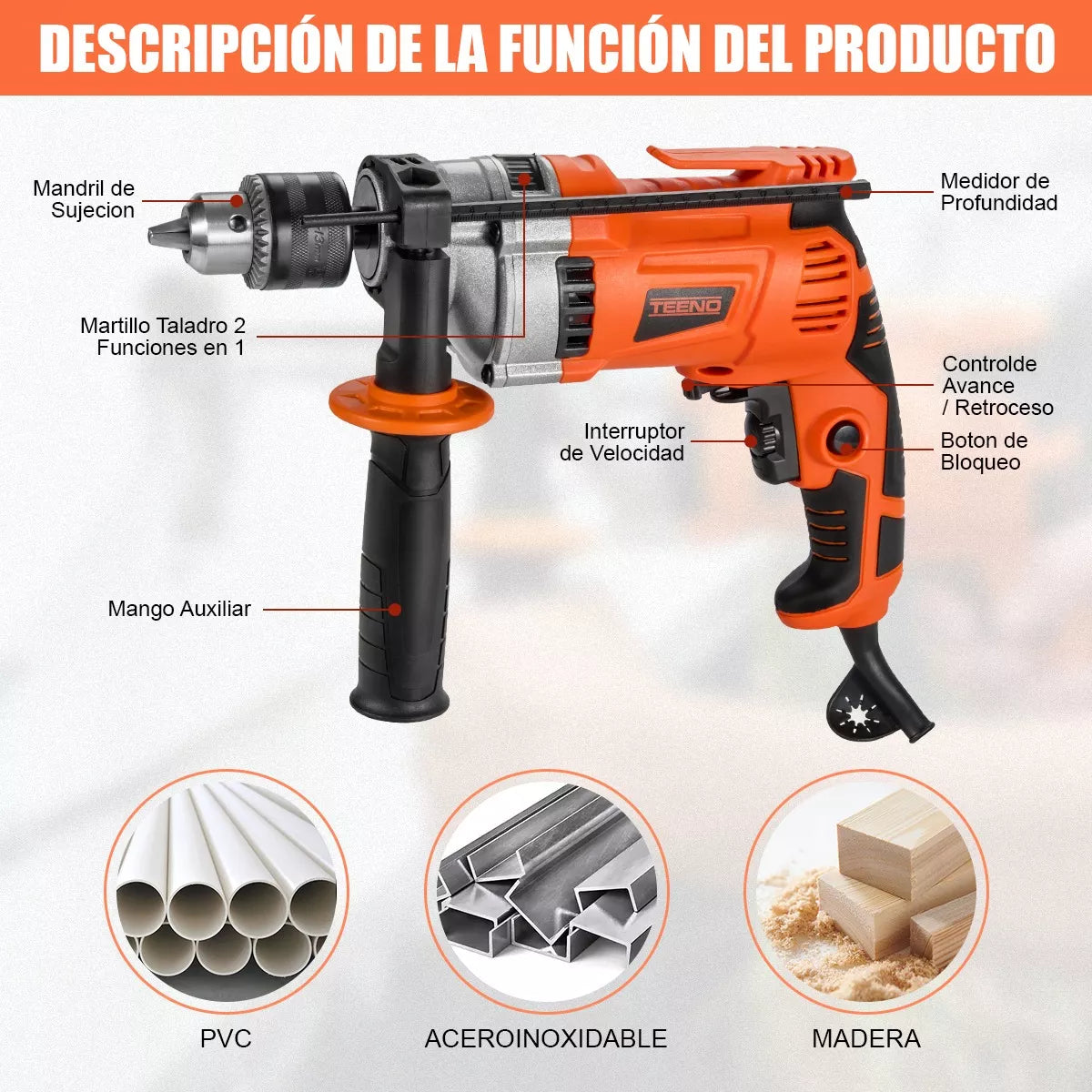 Taladro Rotomartillo 1/2 De 910w T7013
