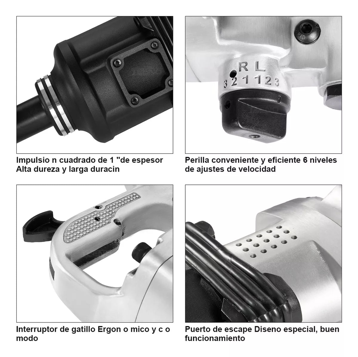 Pistola Impacto 1 Pulgada 2dados 4200 Rpm 2180 Nm Teeno 550a