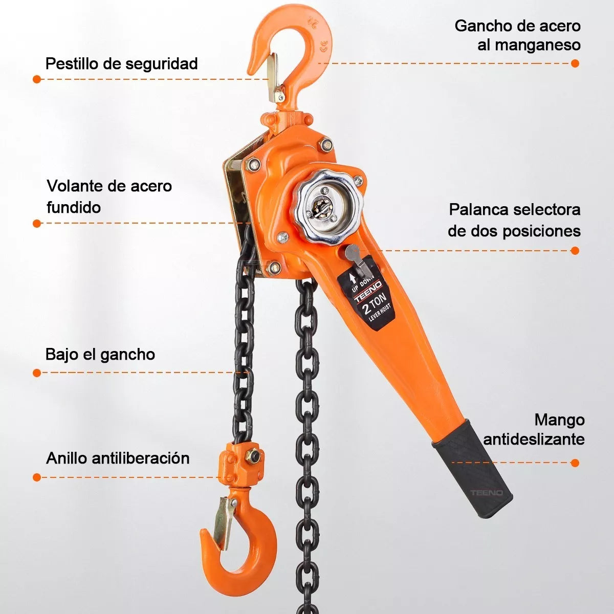 Polipasto De Palanca Para 2 Toneladas 3 Metros Mango Con Gom