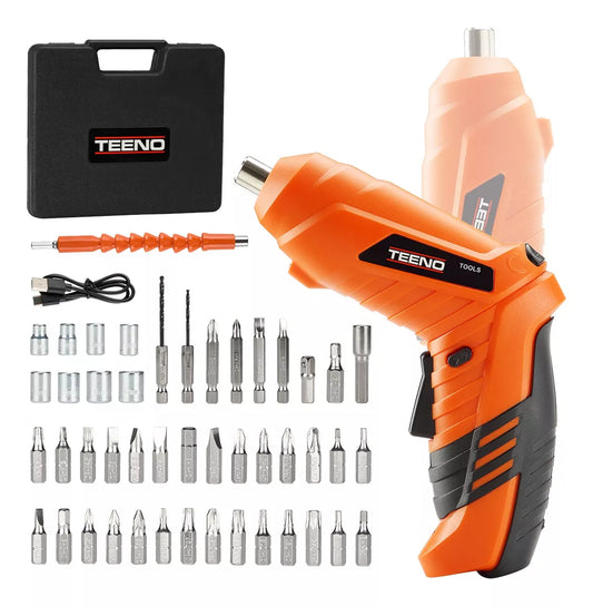Atornillador Inalambrico Teeno De 3.6v, Kit De 46 Piezas.