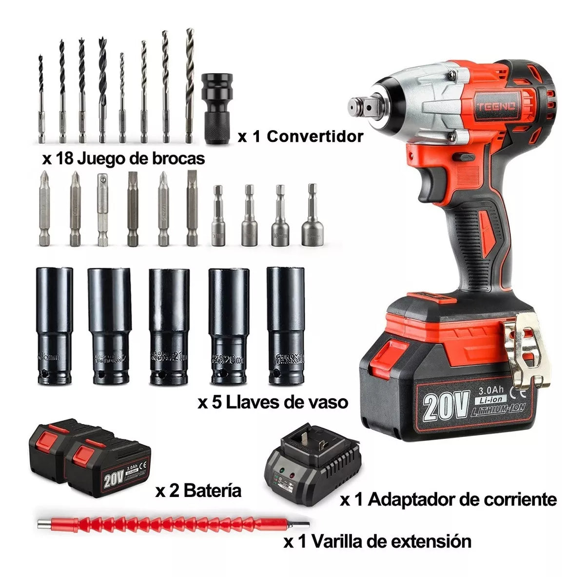 Llave De Impacto Inalámbrico De 20v Teeno 3ah Pro 3799