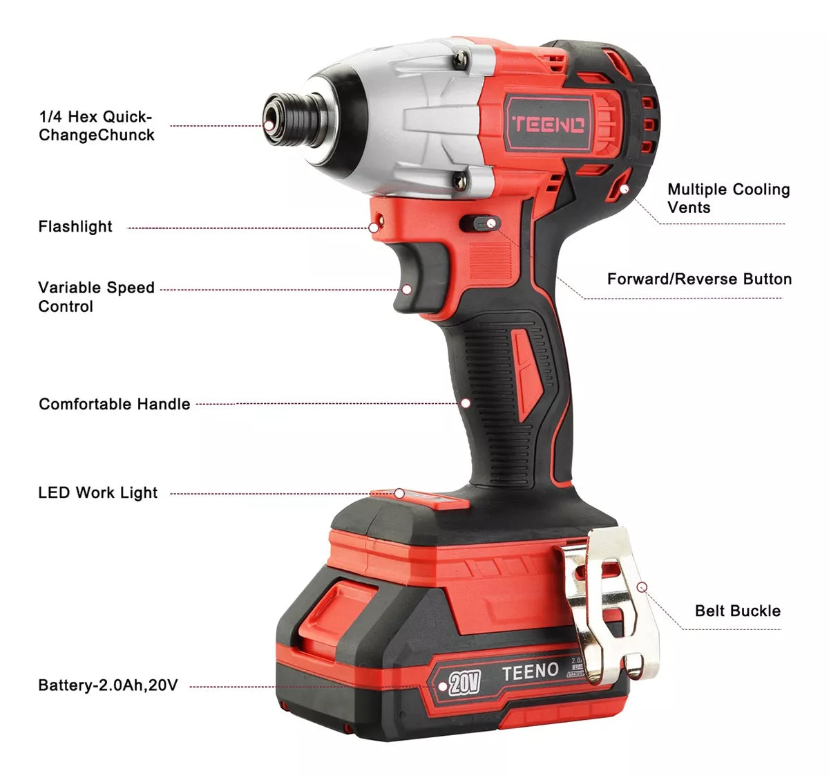 Juego combinado de taladro rotomartillo teeno-911 (sin escobillas) y Atornillador De Impacto 3188 (sin escobillas) teeno