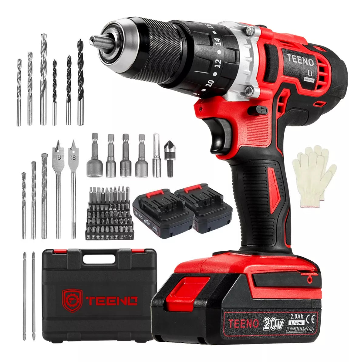 Juego De Baterías Taladro Rotomartillo Teeno-916 De 1/2 PuLG