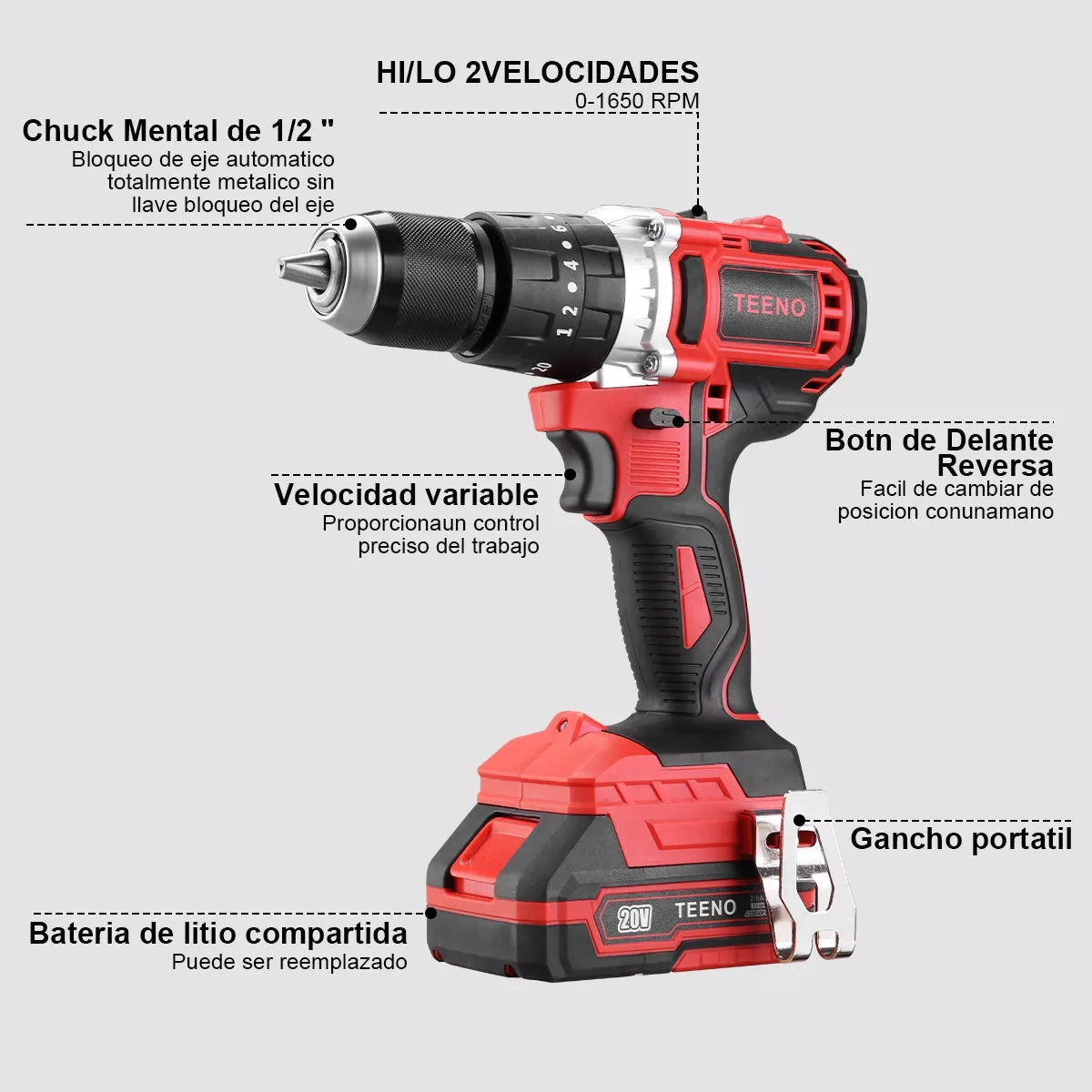 Juego combinado de taladro rotomartillo teeno-911 (sin escobillas) y Atornillador De Impacto 3188 (sin escobillas) teeno
