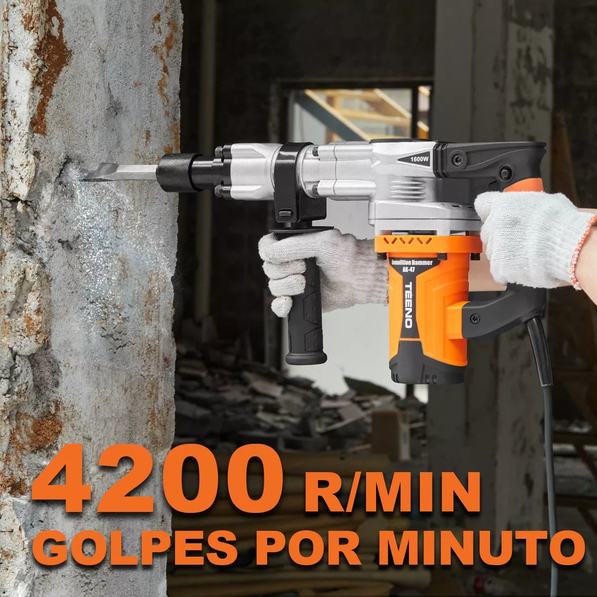 Martillo Demoledor Cincelador Teeno Hex.17 1600w 18j Ak-47