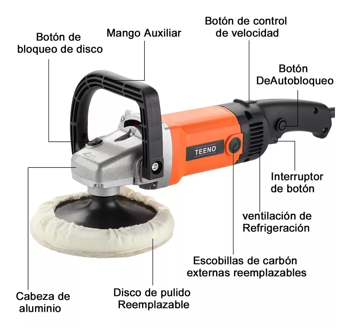 Pulidora Auto Prof. 7 1200 W Var. Teeno 3858