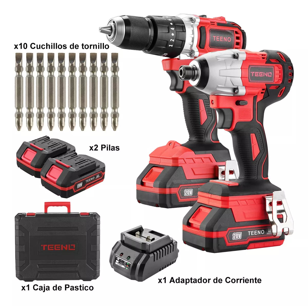 Juego combinado de taladro rotomartillo teeno-911 (sin escobillas) y Atornillador De Impacto 3188 (sin escobillas) teeno