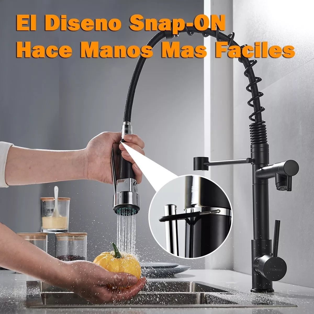 Grifo Monomando Fregadero Llave Mezcladora Teeno Cl-03 Negro