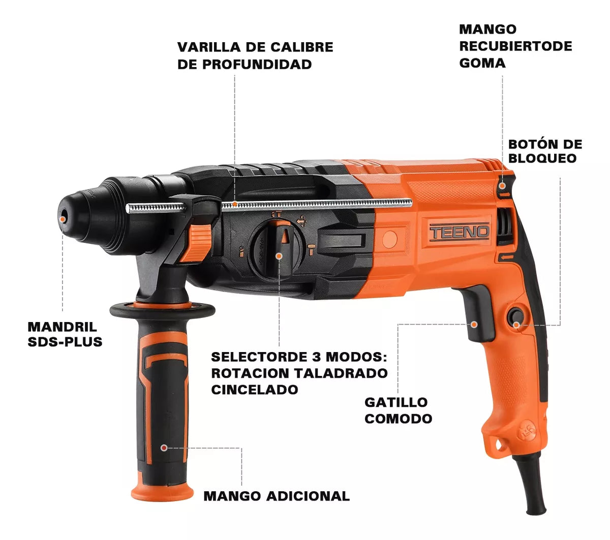 Rotomartillo Perforador Cincelador Sds 800w Teeno 2632