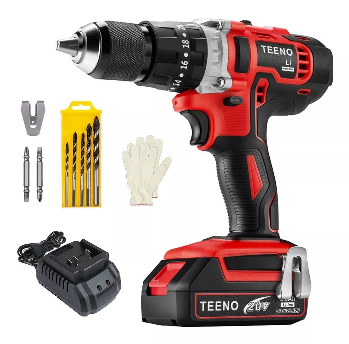 Taladro Rotomartillo 1/2 1*2.0ah Baterias Liti 20v Teeno-916