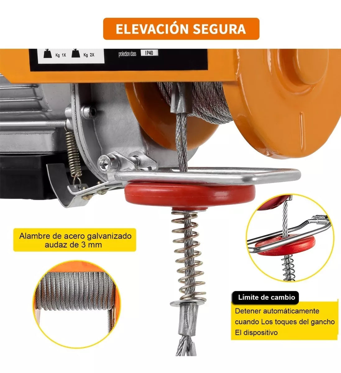 Polipasto Eléctrico Teeno De Carga De 200 Kilos, 12 M, 110v