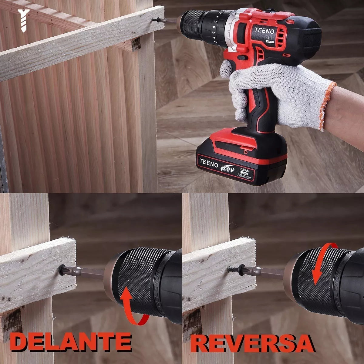 Taladro Rotomartillo 1/2 1*2.0ah Baterias Liti 20v Teeno-916