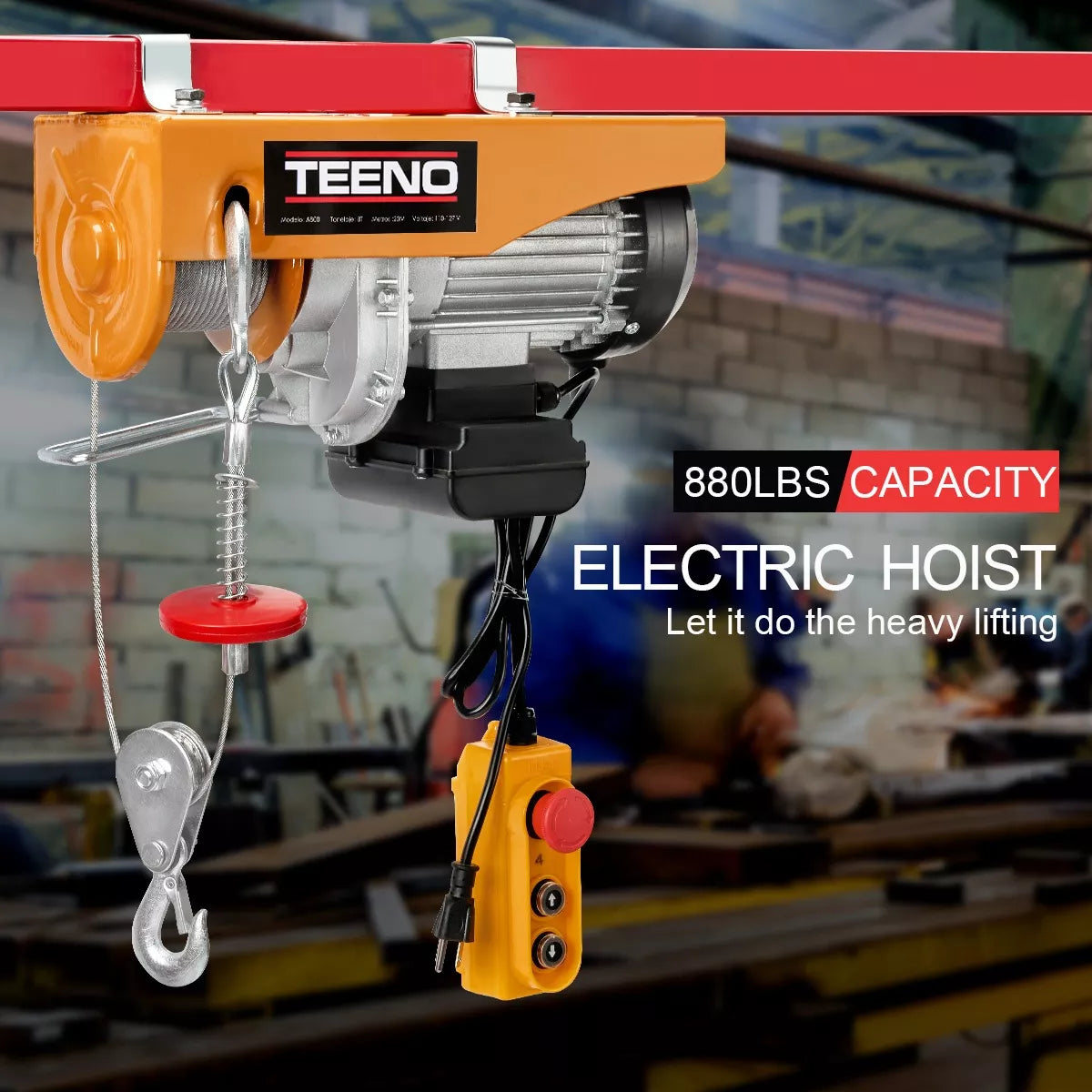 Polipasto Eléctrico Teeno De Carga De 400/800kg, 20 M, 110v