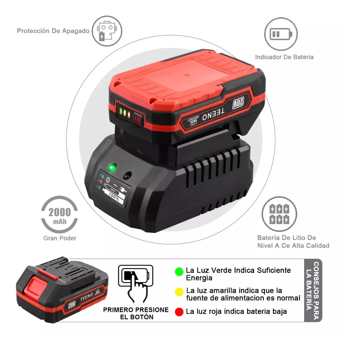 Juego combinado de taladro rotomartillo teeno-911 (sin escobillas) y Atornillador De Impacto 3188 (sin escobillas) teeno