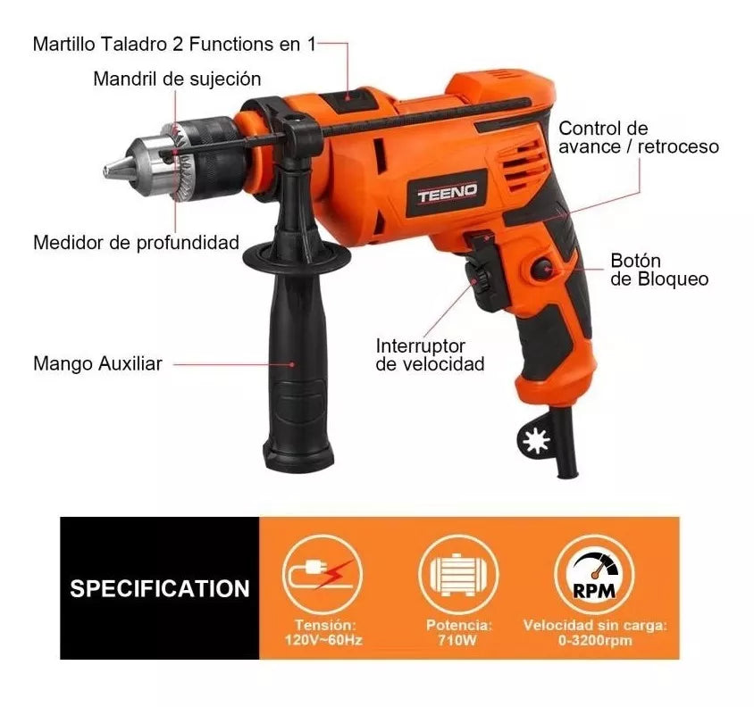Taladro Rotomartillo 1/2 De 710w 1041
