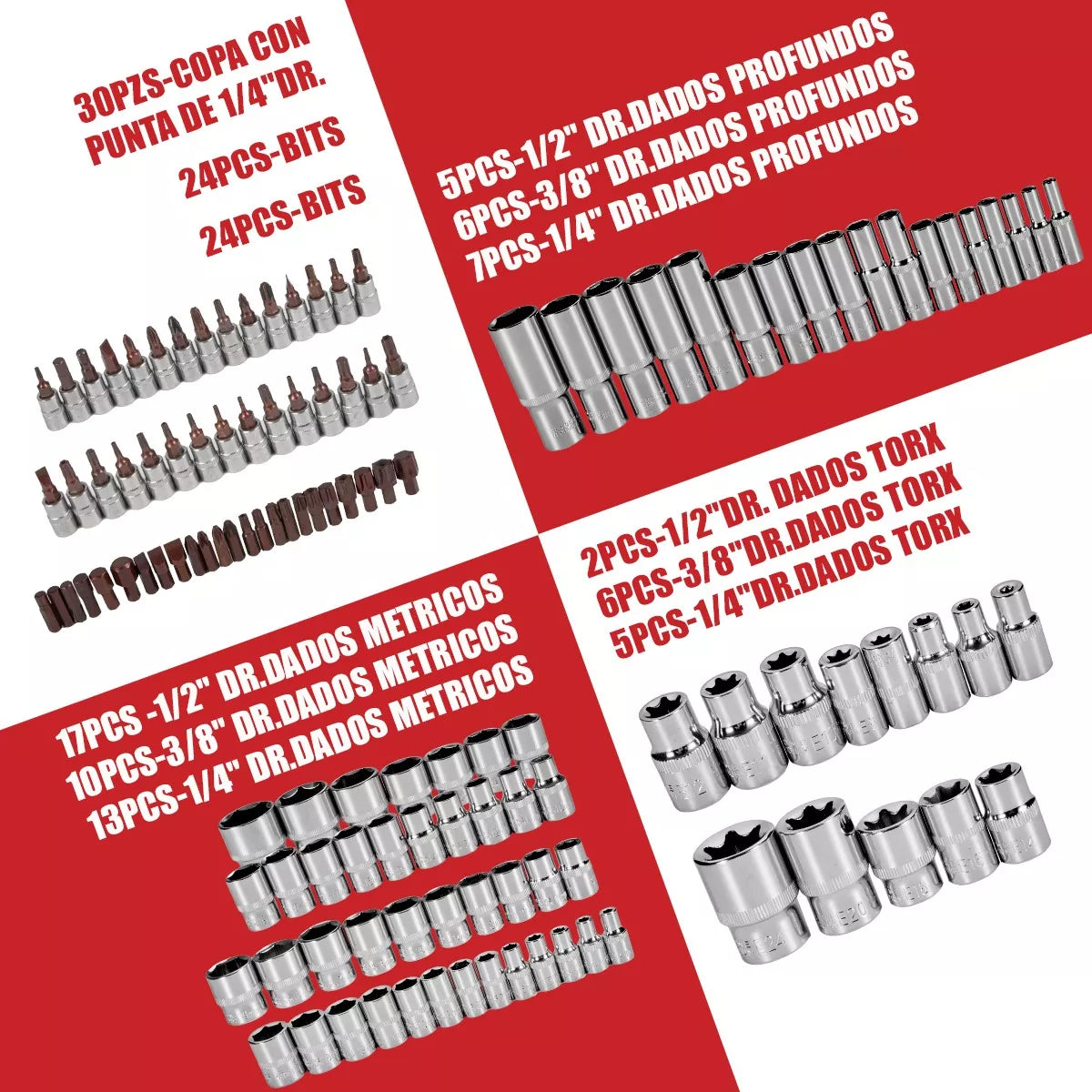 Juego De Dados 172 Piezas Teeno Llaves Autocle Con Estuche