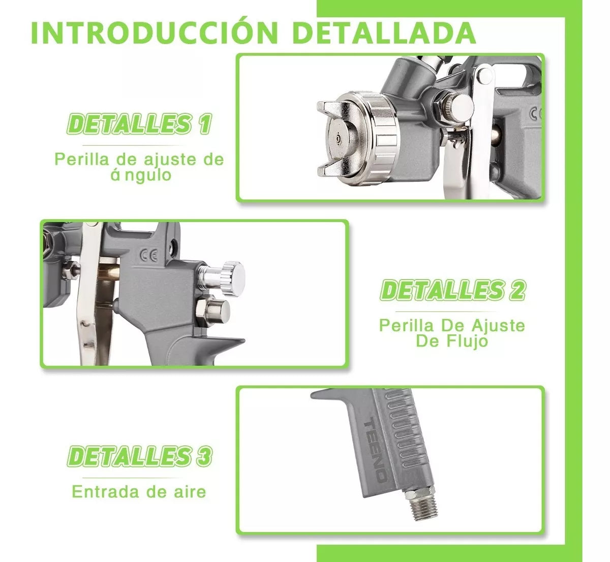 Pistola Pulverizadora Teeno Gravity De 600 Ml Y 1,5 Mm