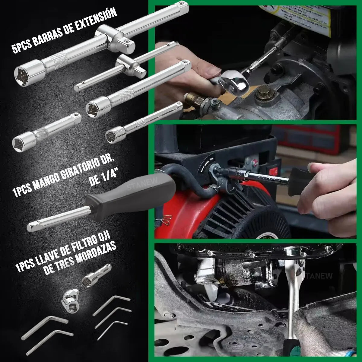 Juego De Dados 172 Piezas DWEINNER Llaves Autocle Con Estuche