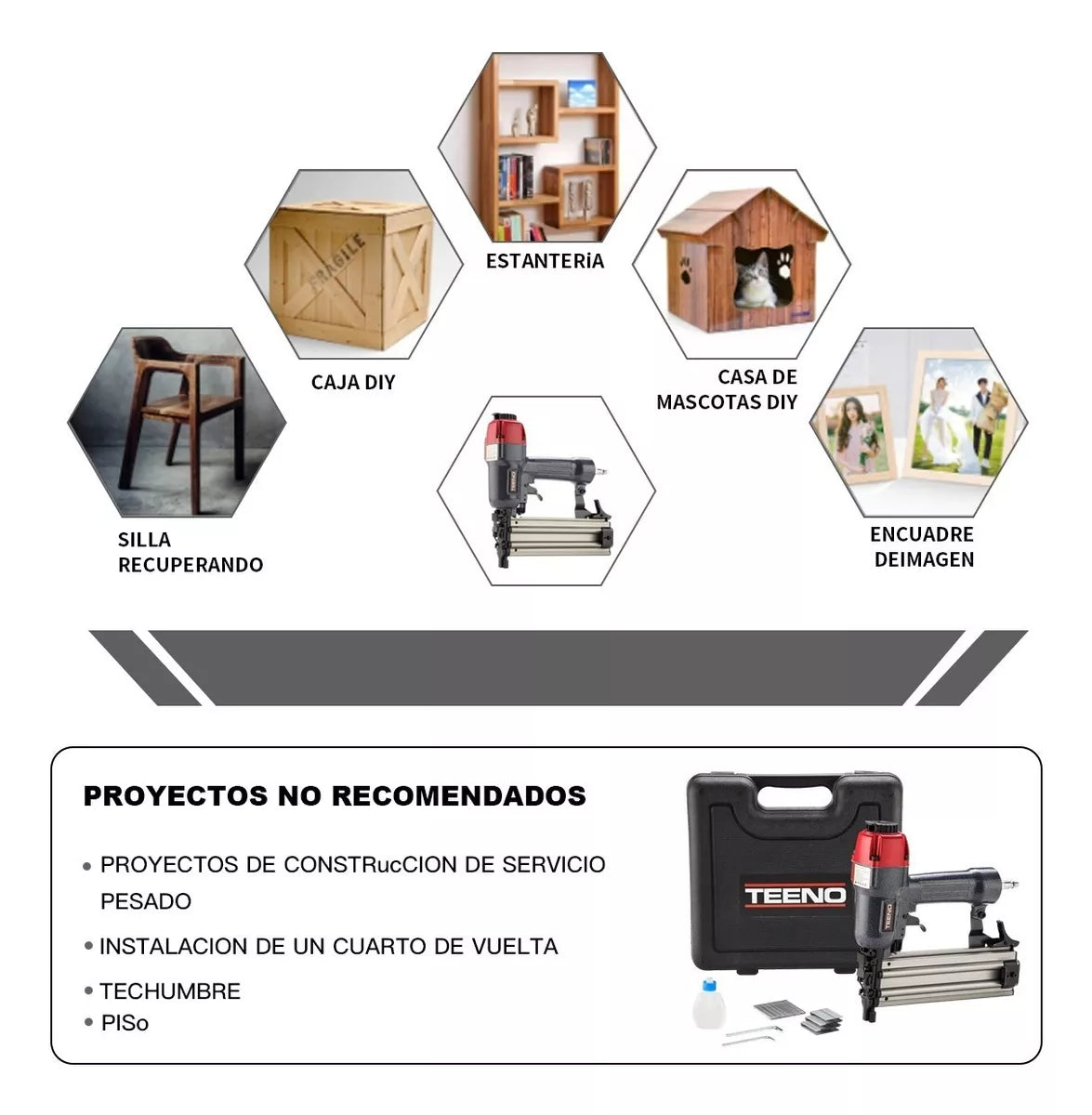 Clavadora Neumática Teeno Profesional, Calibre 18