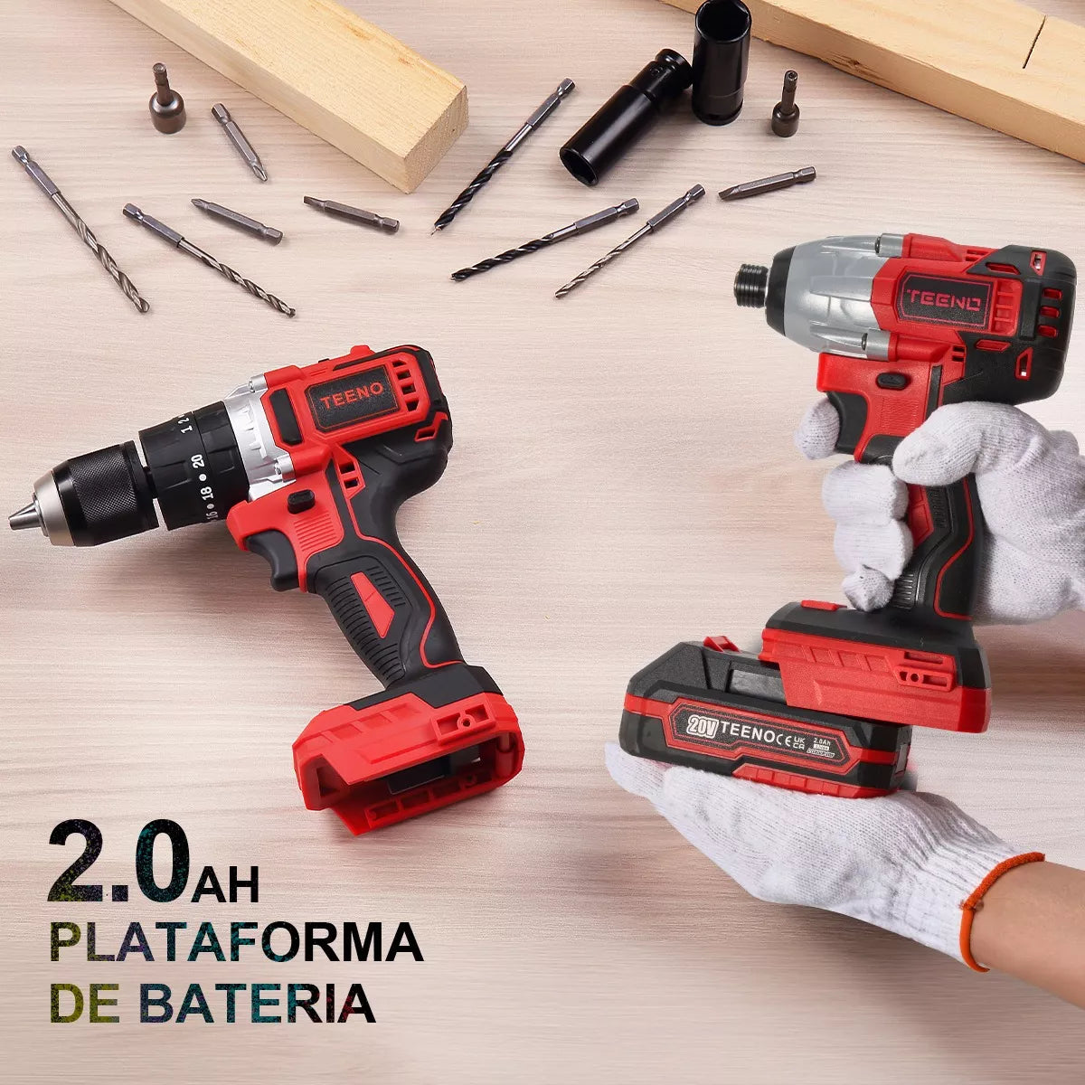 Juego combinado de taladro rotomartillo teeno-911 (sin escobillas) y Atornillador De Impacto 3188 (sin escobillas) teeno