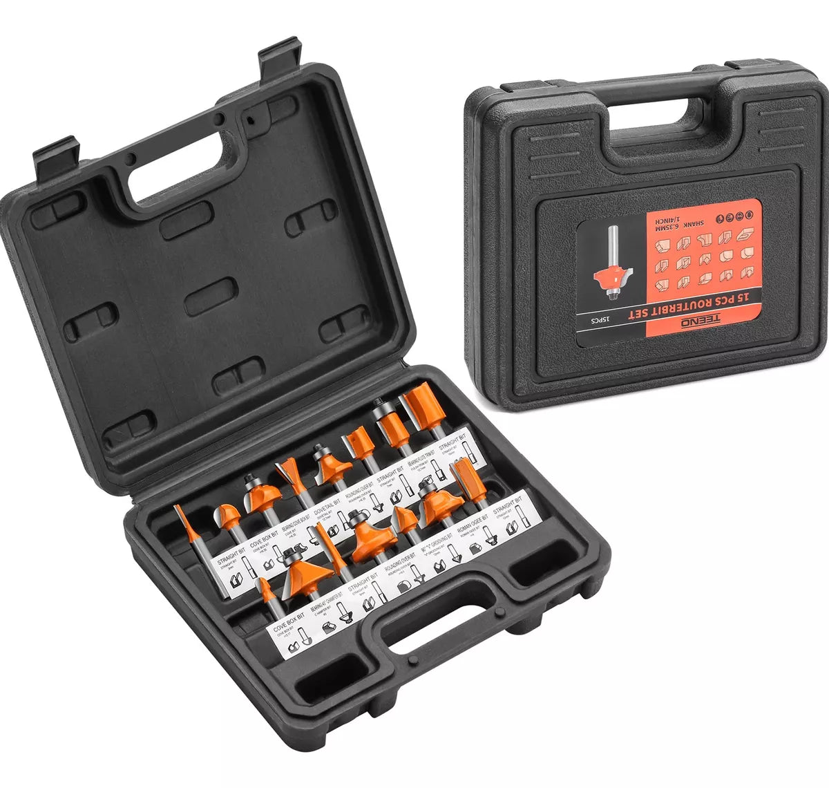 Juego Brocas Router Taladro Teeno 1/4 15 Pz Herramienta