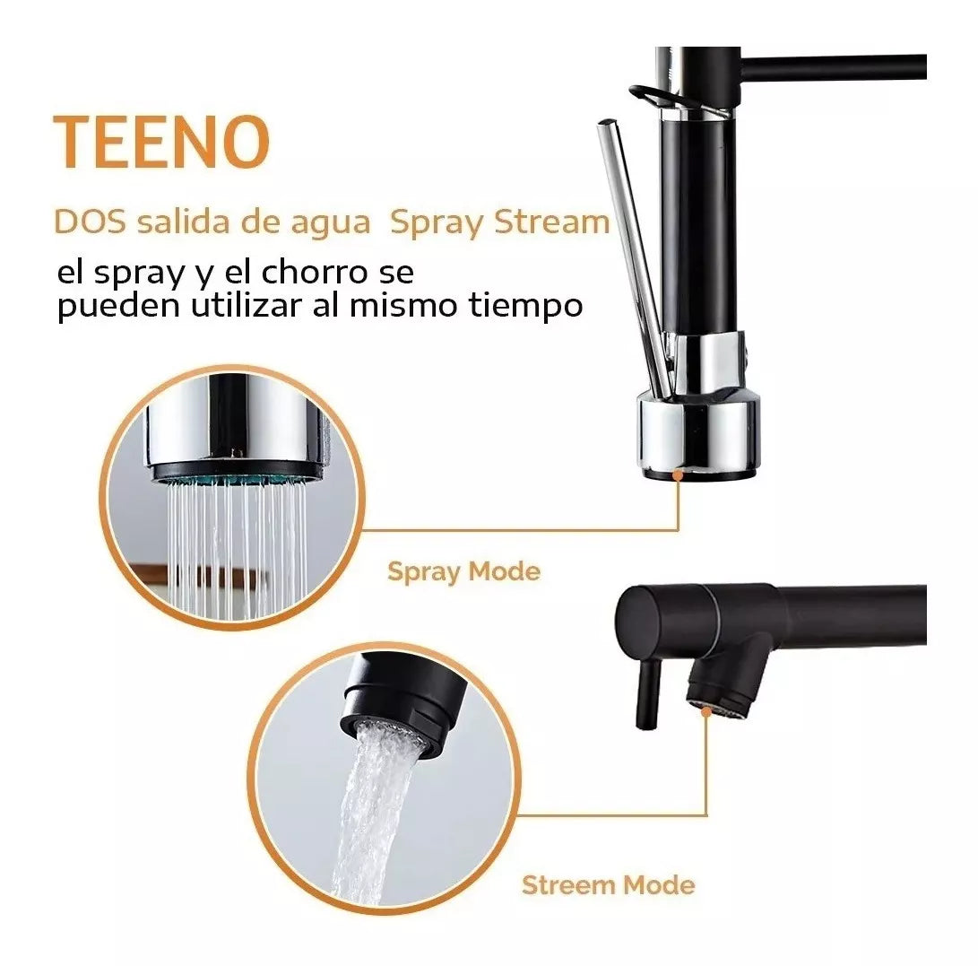 Grifo Monomando Fregadero Llave Mezcladora Teeno Cl-03 Negro