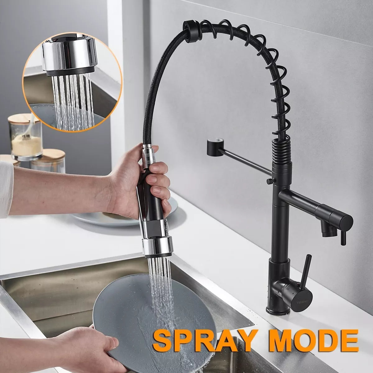 Grifo Monomando Fregadero Llave Mezcladora Teeno Cl-03 Negro