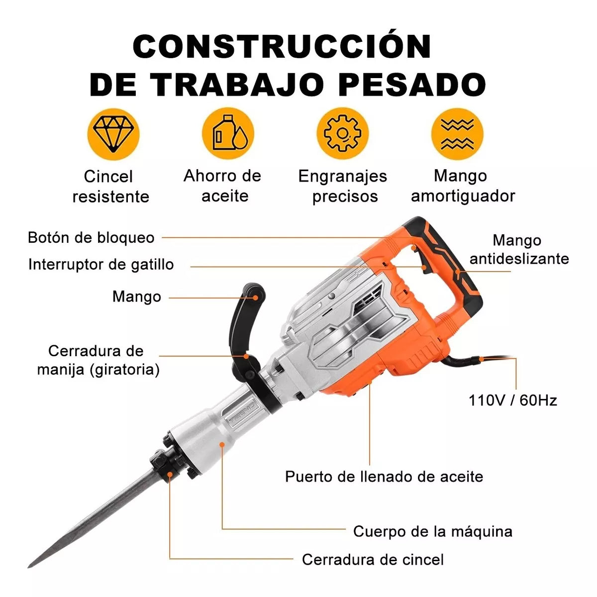Demoledor Rompedor De Concreto 1700w Teeno